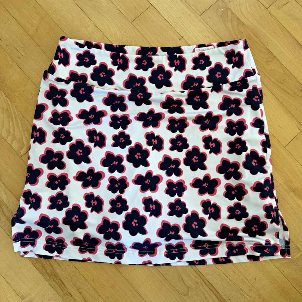 Golfrini Beach Bum Long Women's Floral Golf Skort White/Navy/Pink Size M